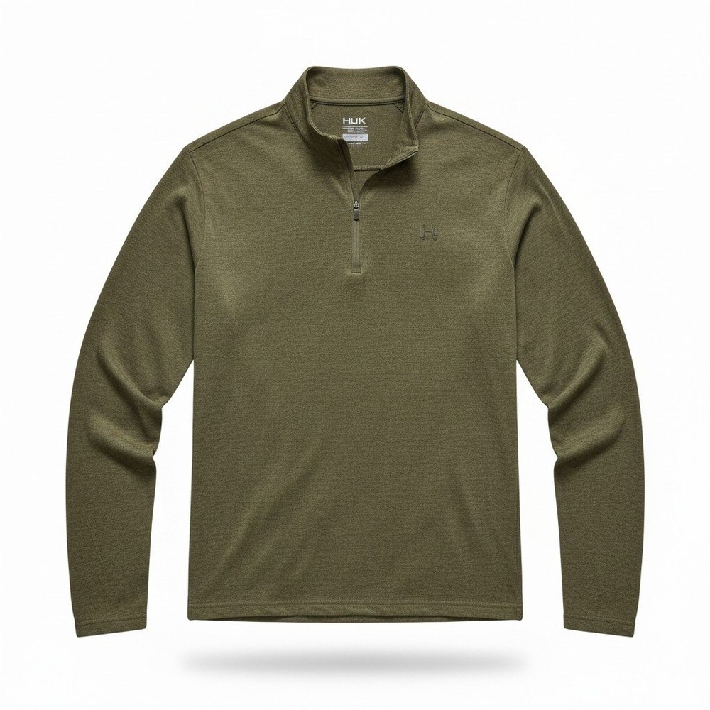 Huk Leeward Lightweight Fleece 1/4 Zip Mens XXL Olive Green Fishing Casual